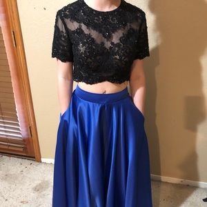 Women’s Black and Royal Blue Prom Dress